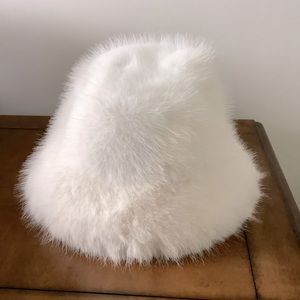 Faux White Fur Hat, Adjustable Interior Ties